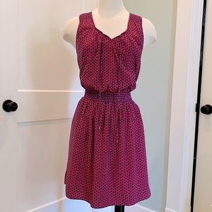 GAP Sleeveless Smocked Waist Pink/Navy Geo Print Dress / Size S